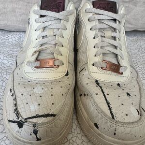 Nike Cream and Black Leather Sneakers with Perforated Design